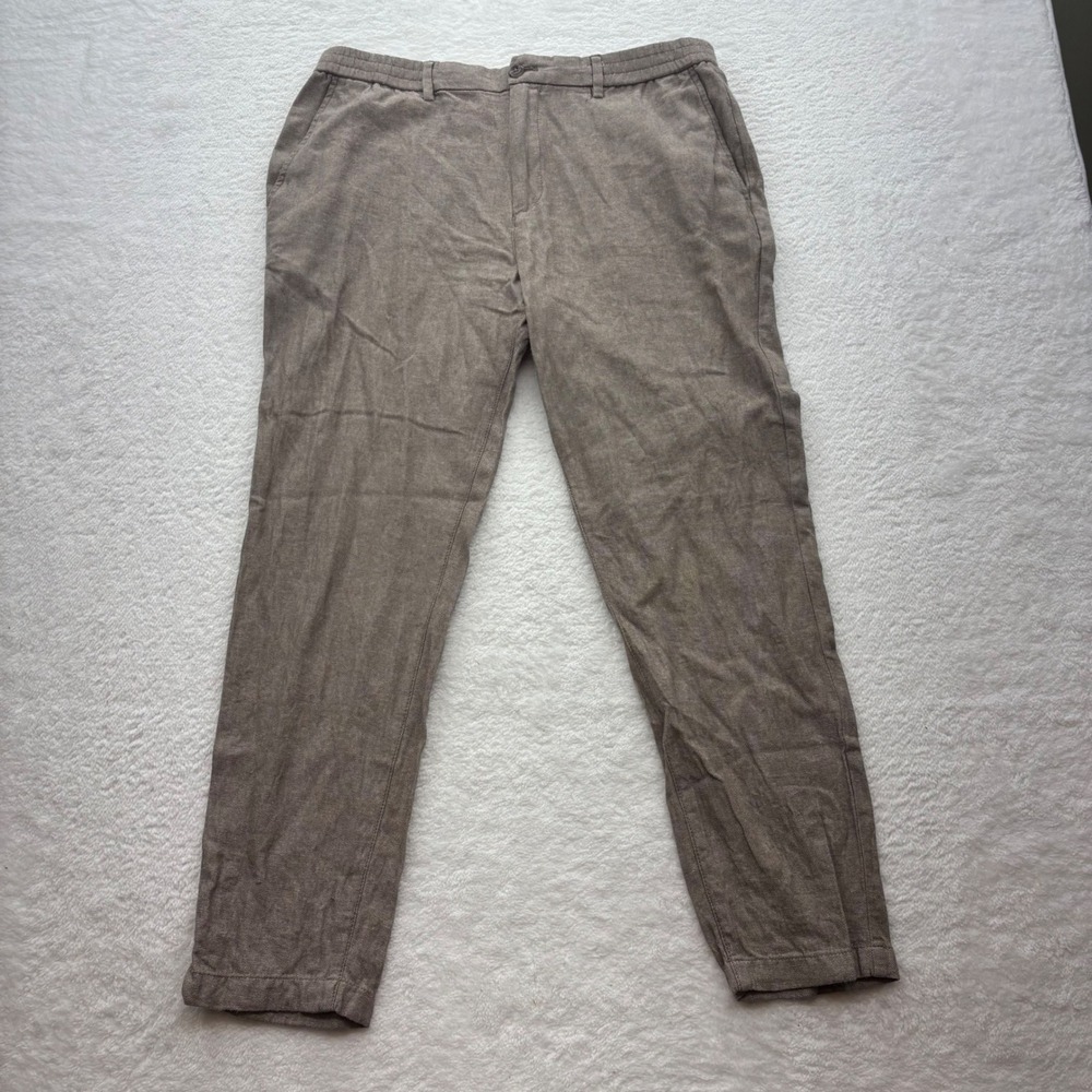 Banana Republic Athletic Tapered Linen Blend Pants Brown Taupe Mens 34x32